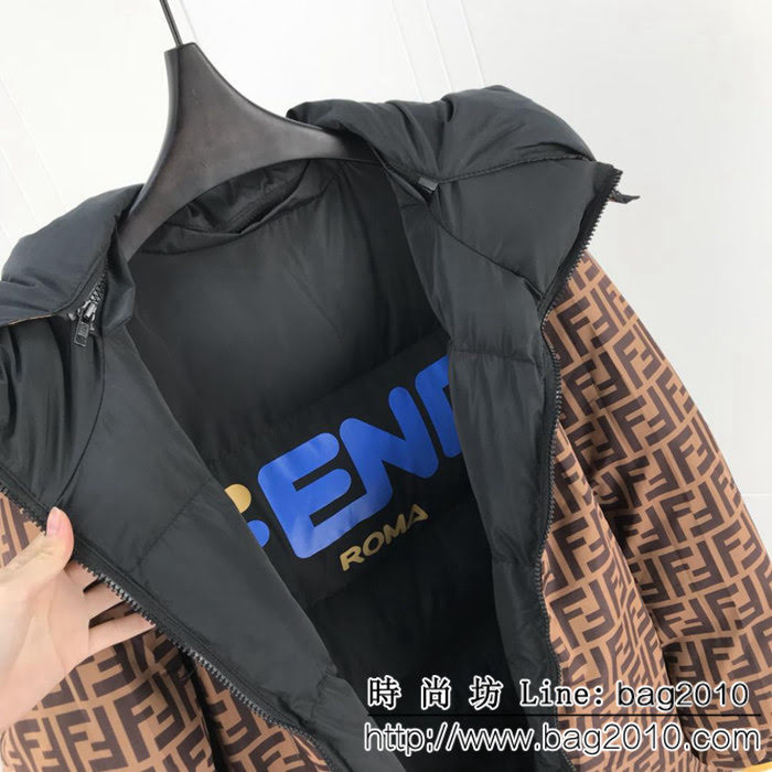 FENDI芬迪 18專櫃同步秋冬新款 全方位FF圖案 長款羽絨棉服 情侶款 ydi2216